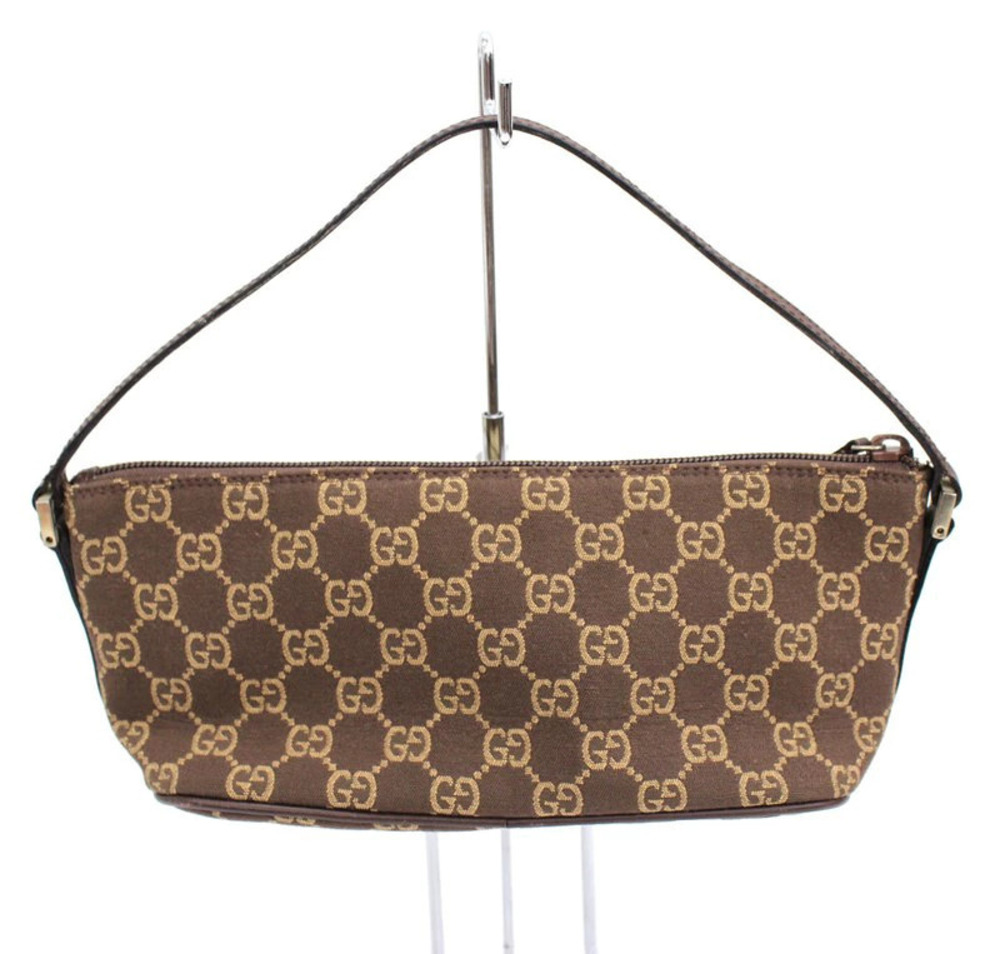 Gucci Brown Cosmetic Accessory Shoulder Bag Canvas Clutch 2way GG Brown